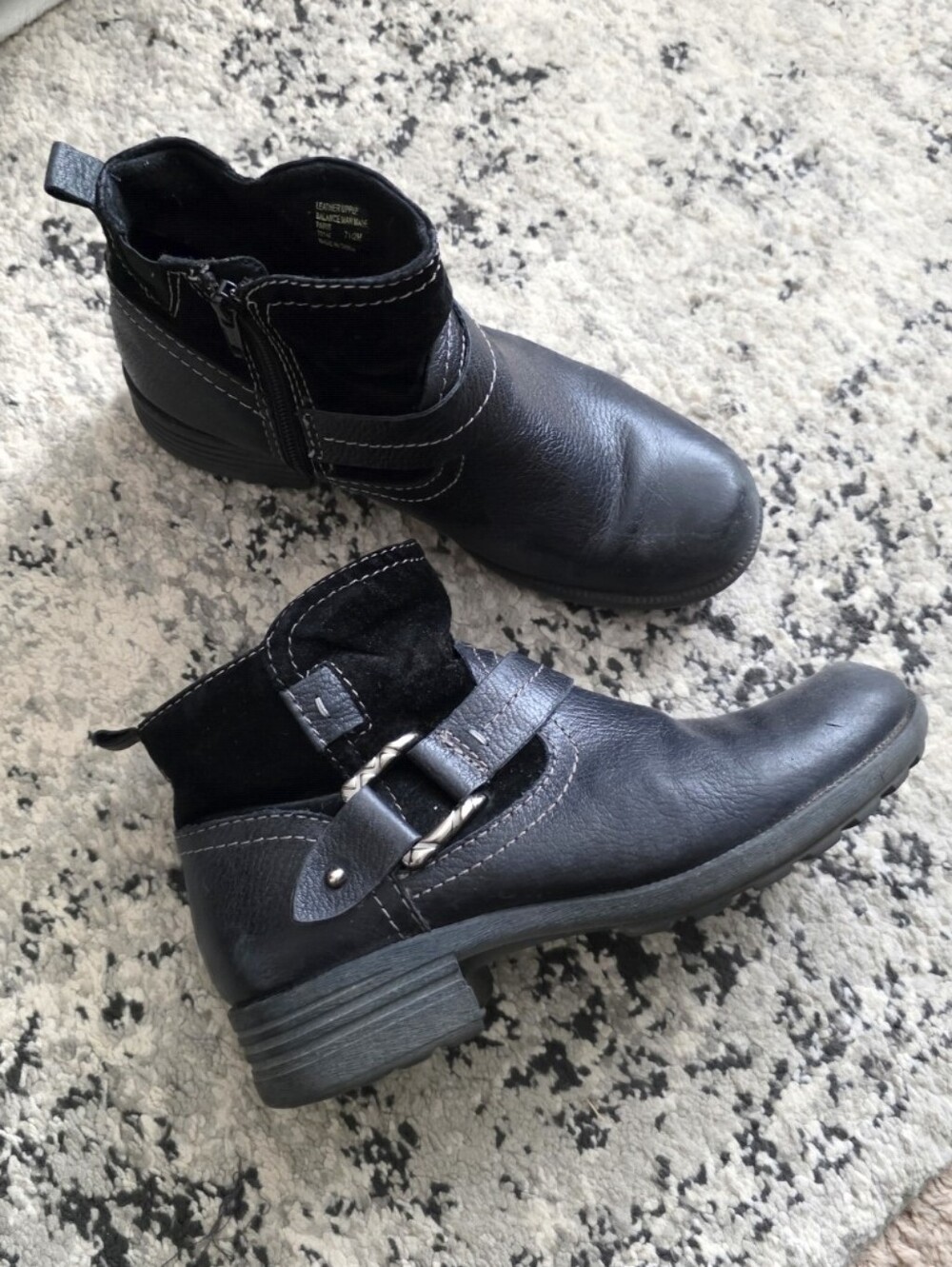 Earth Origins Leather Buckle Boots Biker Gothic Western Grunge Womens 7.5 Black
